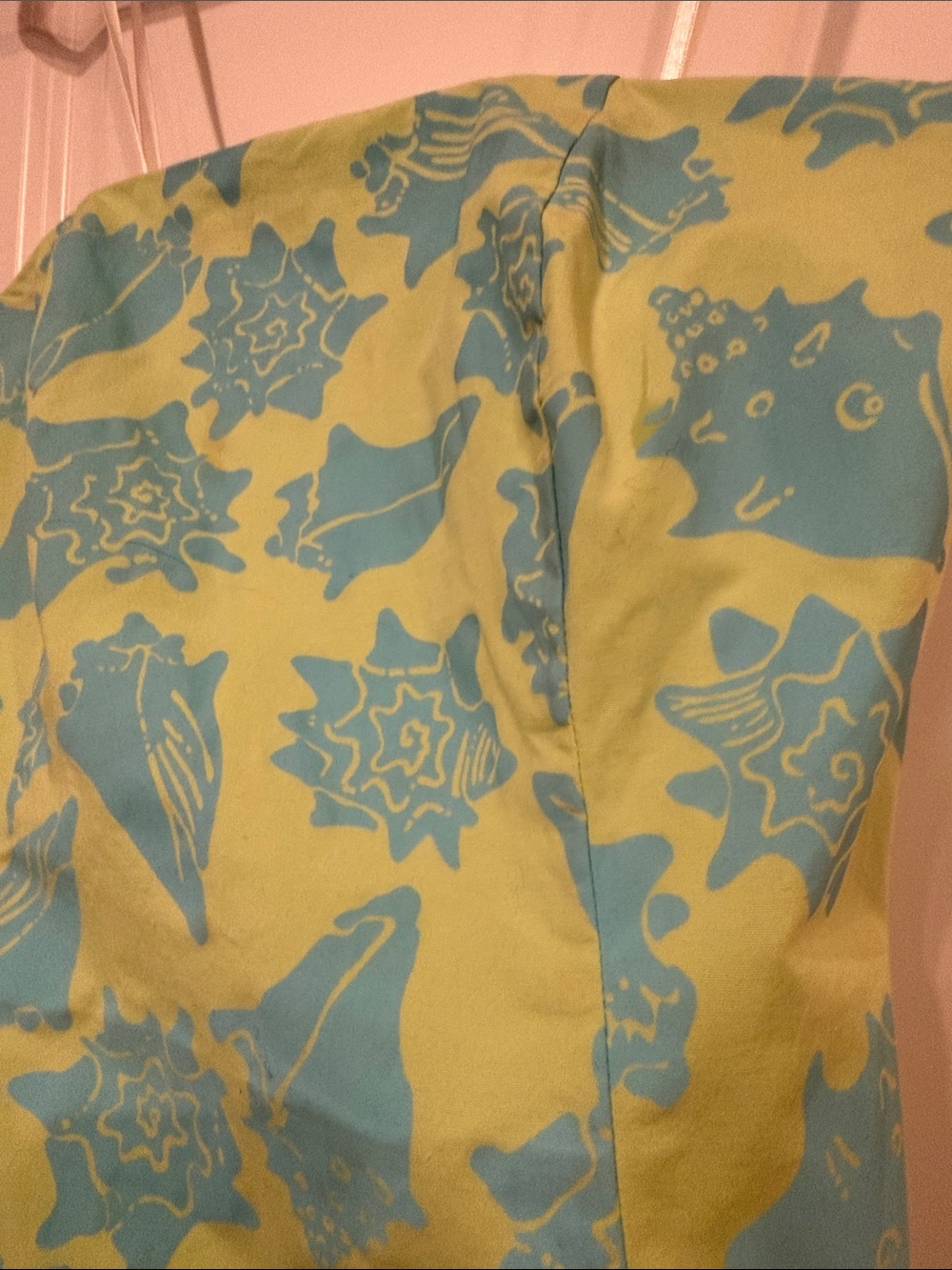 Vintage Lilly Pulitzer Lime & Aqua Strapless Seashell-Print Mini Dress - Picture 4 of 11